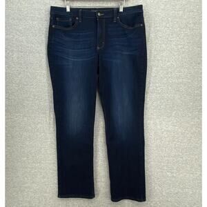 Lee Jeans Women 16 Medium Blue Denim Regular Fit Straight Leg Mid Rise Dark Wash